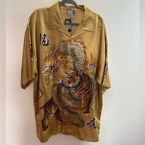 Trust Gold Tiger And Dragon Button Down Shirt 2XL